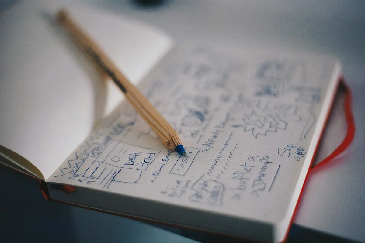Blueprint and measurement tools arranged for a documented review