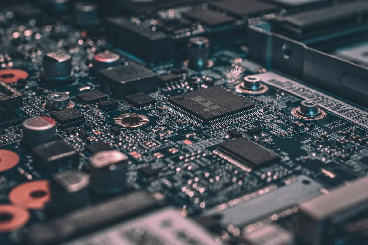 Close view of an electronic circuit board and processor