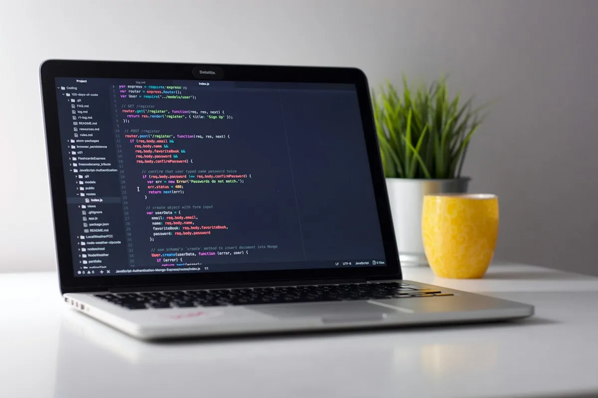 Developer reviewing code on a dark monitor