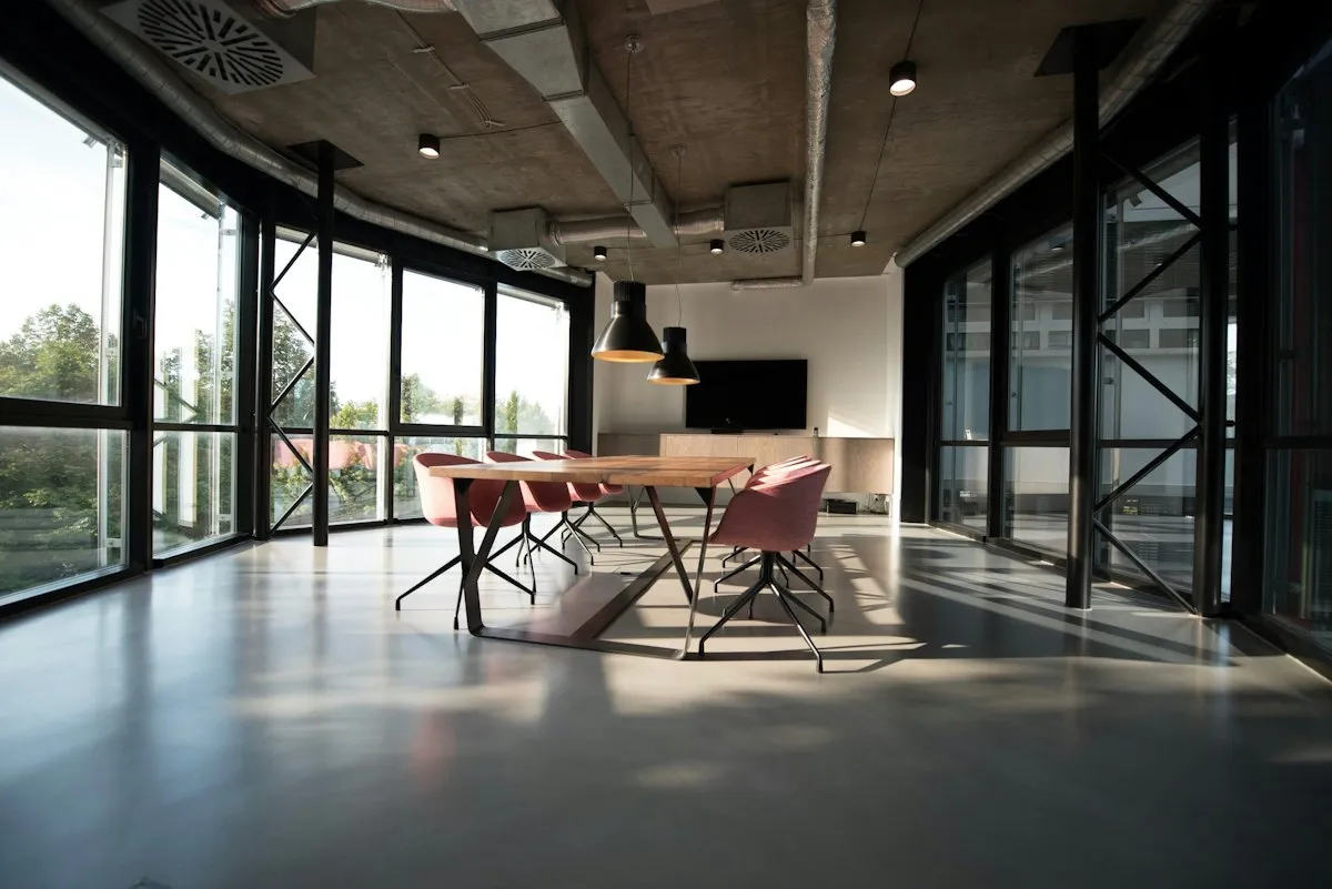 Open office interior representing a distributed operation